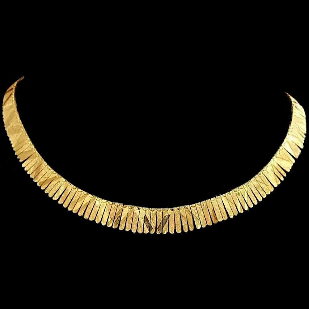 GIFTED 🔥14KYG "CLEOPATRA STYLE”, Chased Design, NECKLACE - Picture 2 of 11